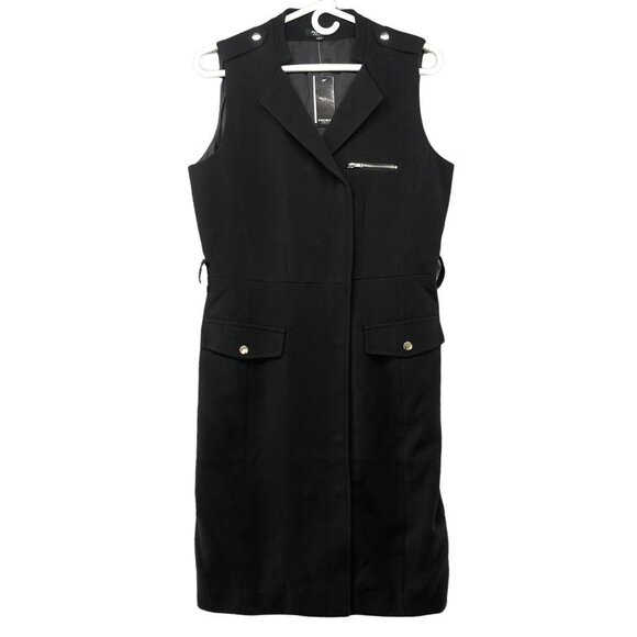 NWT Premise Sleeveless Jacket Dress Size 8 Collared Knee Length Black Thick - Picture 1 of 12